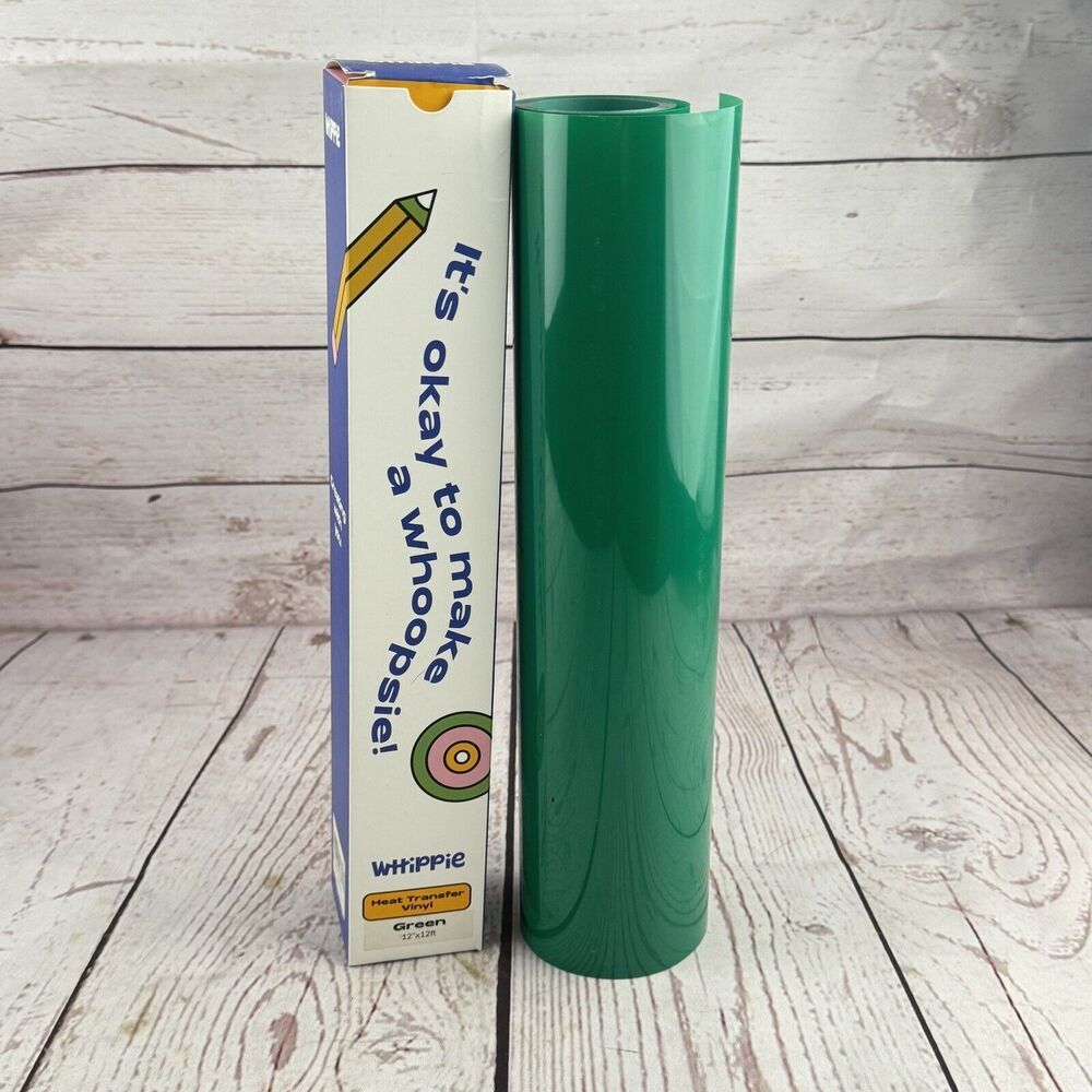 Whippie Heat Transfer Vinyl Roll 12x12ft Green for Cricut Open Box
